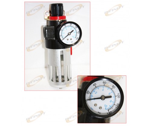 Air & Water Filter Regulator w/ Reducer & Manometer HVLP Spray Gun Oil Water